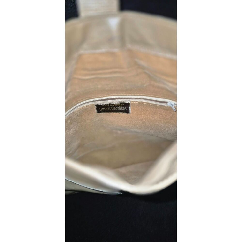 Vintage Gimbel Brothers Tan Leather Envelope Clutch Bag Made in Uruguay Foldover